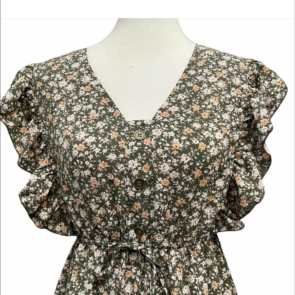 Umgee Ditsy Floral Ruffle Short Dress - Picture 3 of 15